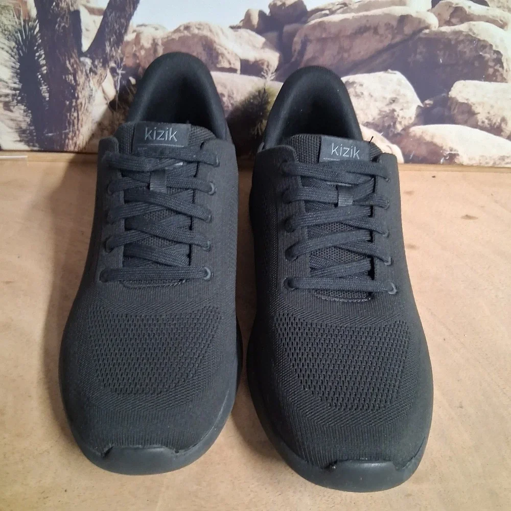 Kizik Lima Hands-Free Sneakers Mens 11 W wide Triple Black Knit Shoes Slip On